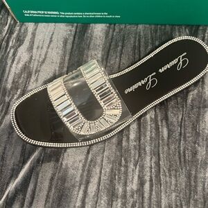 Elegant Silver Slide Sandals by Lauren Lorraine size 8.5